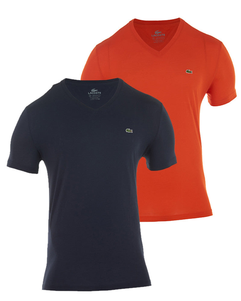 LACOSTE Solid V-Neck T-Shirt 2-Pack MENS - STYLE # TH6606-51 - YHO